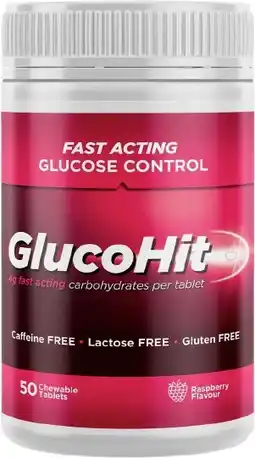 healthylife Glucohit Glucose Raspberry 50 Tablets offer