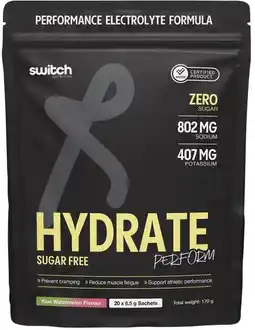 healthylife Switch Nutrition Hydrate Perform Sugar Free Kiwi Watermelon Sachets offer