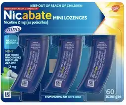 healthylife Nicabate Quit Smoking Mini Nicotine Lozenges Mint 2mg offer