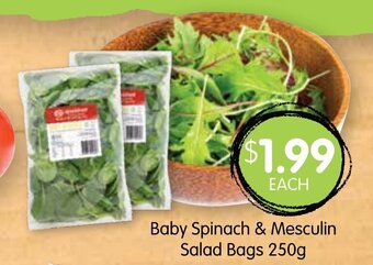 Spudshed Baby Spinach & Mesculin Salad Bags 250g offer