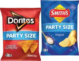 IGA Doritos Corn Chips or Smith’s Crinkle Cut Chips 380g Selected Varieties offer