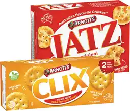 IGA Arnott’s Clix 250, Jatz or Savoy 225g Selected Varieties offer