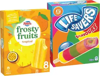 IGA Peters Frosty Fruits 6‑8 Pack or Life Savers Ice Block 8 Pack Selected Varieties offer