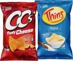 IGA Thins Chips 150‑175g, CC’s or The Natural Chip Co. Chips 175g Selected Varieties offer