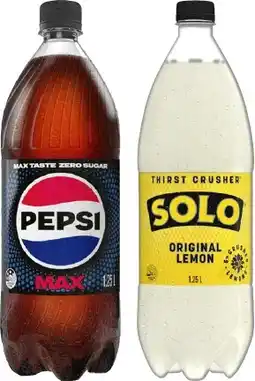IGA Pepsi or Solo 1.25 Litre Selected Varieties offer