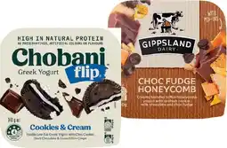 IGA Chobani Flip or Gippsland with Mix-Ins Greek Yoghurt 140g Selected Varieties offer