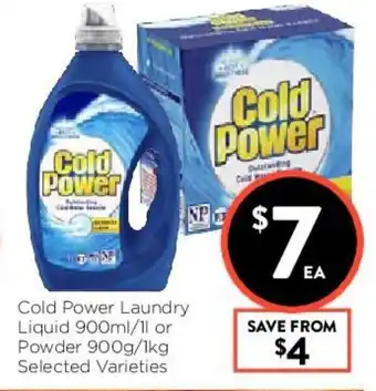 Foodworks Cold Power Laundry Liquid 900/1Litre and Powder 9001kg offer