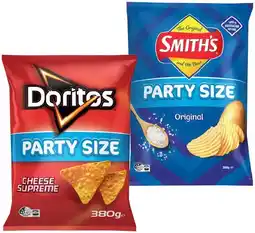 IGA Doritos Corn or Smith’s Crinkle Cut Chips Party Size 380g Selected Varieties offer