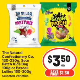 IGA The natural confectionery co, sour patch 1 patch kids bag or pascall lollies offer