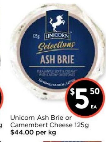 Foodworks Unicorn Ash Brie or Camembert Cheese 125g offer