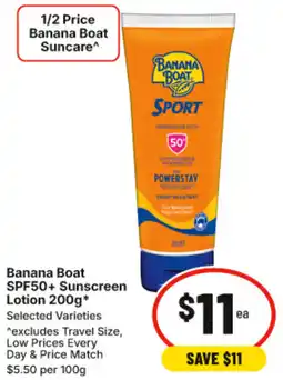 IGA Banana Boat SPF50+ Sunscreen Lotion offer