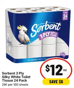 IGA Sorbent 3 ply silky white toilet tissue offer