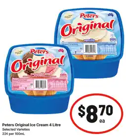 IGA Peters original ice cream offer