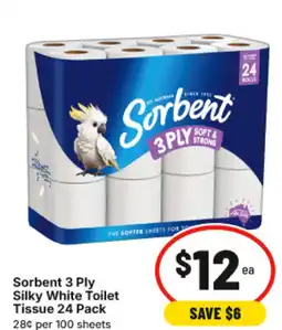 IGA Sorbent 3 Ply Silky White Toilet Tissue offer