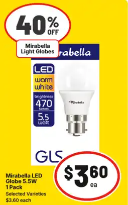 IGA Mirabella LED Globe 5.5W offer