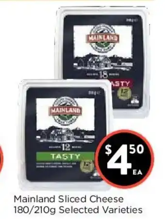 Foodworks Mainland Sliced Cheese 180/210g offer