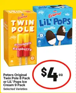 IGA Peters Original Twin Pole 8 Pack or LiL' Pops Ice Cream offer