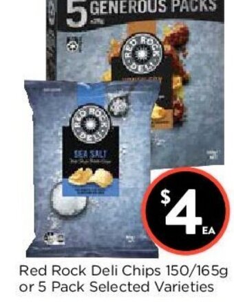 Foodworks Red Rock Deli Chips 150/165g or 5 Pack offer
