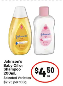 IGA Johnson's Baby Oil or Shampoo offer