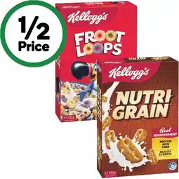 Woolworths Kellogg’s Nutri-Grain 290g or Froot Loops 285g offer