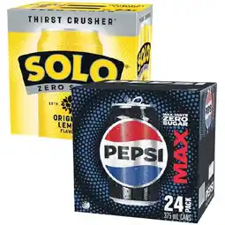Woolworths Pepsi Max, Mountain Dew, Solo Zero Sugar or Sunkist Zero Sugar Soft Drink Varieties 24 x 375ml offer