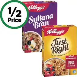 Woolworths Kellogg’s Just Right 460g or Sultana Bran 420g offer