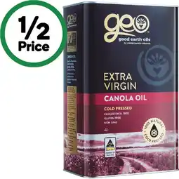 Woolworths Good Earth Oils Extra Virgin Canola Oil offer