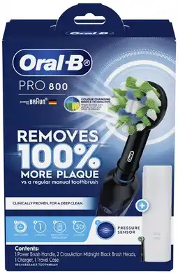 Coles Oral B Pro 800 Black Cross Action Electric Toothbrush offer