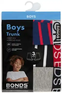 Coles Bonds Kid's Boys Trunk 3 Pack or Brief 4 Pack offer