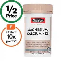 Woolworths Swisse Ultiboost Magnesium, Calcium + D3 Tablets offer