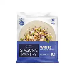 Woolworths Simson's Pantry White or Wholegrain Wraps 528g Pk 8 offer