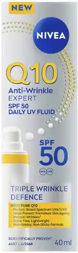Coles NEW Nivea Q10 Anti Wrinkle Daily UV Fluid SPF50 offer