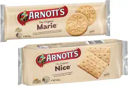 Coles Arnott's Nice or Marie Biscuits 250g offer