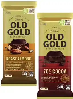 Coles Cadbury Old Gold Block Chocolate-180g offer