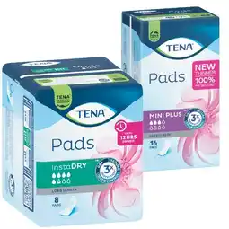 Woolworths TENA Mini Pads Pk 16-20 or TENA Pad Insta Dry Long Length Pk 8 offer