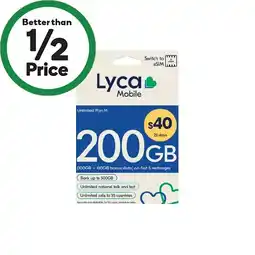 Woolworths Lyca $40 SIM Starter Pack offer