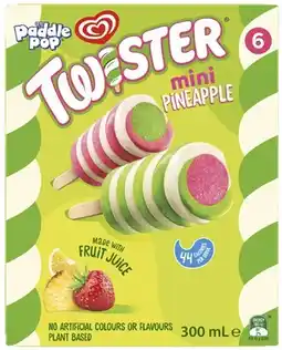 Coles Streets Mini Pineapple Paddle Pop Twisters 300mL offer
