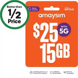 Woolworths amaysim $25 Starter Pack§ offer