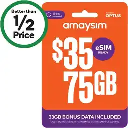 Woolworths amaysim $35 Starter Pack§ offer