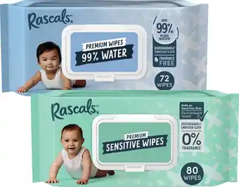 Coles Rascals Premium Baby Wipes-80 Pack offer