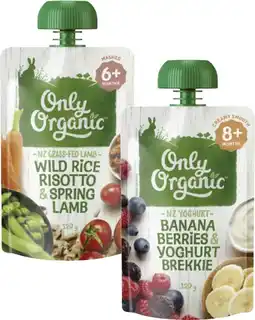 Coles Only Organic 4+ Months, 6+ Months or 8+ Months Baby Food Pouch 120g offer