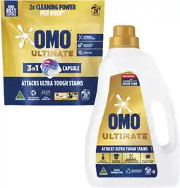 Coles Omo Ultimate Laundry Liquid 2 Litre or Capsules 28 Pack offer