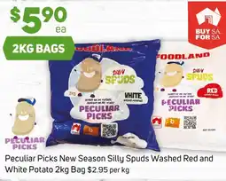 Foodland Peculiar Picks New Season Silly Spuds Washed Red and White Potato offer