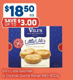 Foodland Vili's Little Gourmet or Cocktail Quiche Range offer