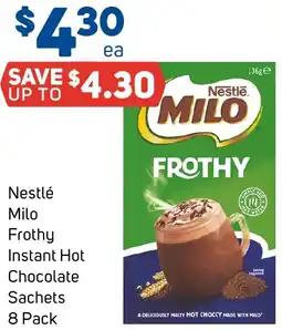 Foodland Nestlé Milo Frothy Instant Hot Chocolate Sachets offer
