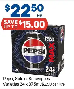 Foodland Pepsi, Solo or Schweppes Varieties offer