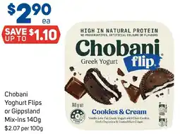 Foodland Chobani Yoghurt Flips or Gippsland Mix-Ins offer