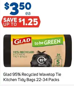 Foodland Glad 95% Recycled Wavetop Tie Kitchen Tidy Bags offer