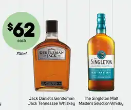Foodland Jack Daniel's Gentleman Jack Tennessee The Singleton Malt Whiskey Master's Selection Whisky offer