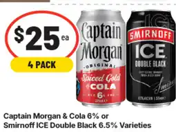 IGA Captain Morgan & Cola or Smirnoff ICE Double Black offer